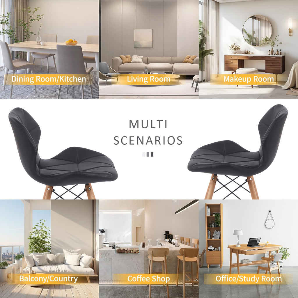 Set of 2 Modern PU Leather Dining Chairs — [variant:W3738P431268] Black image 8