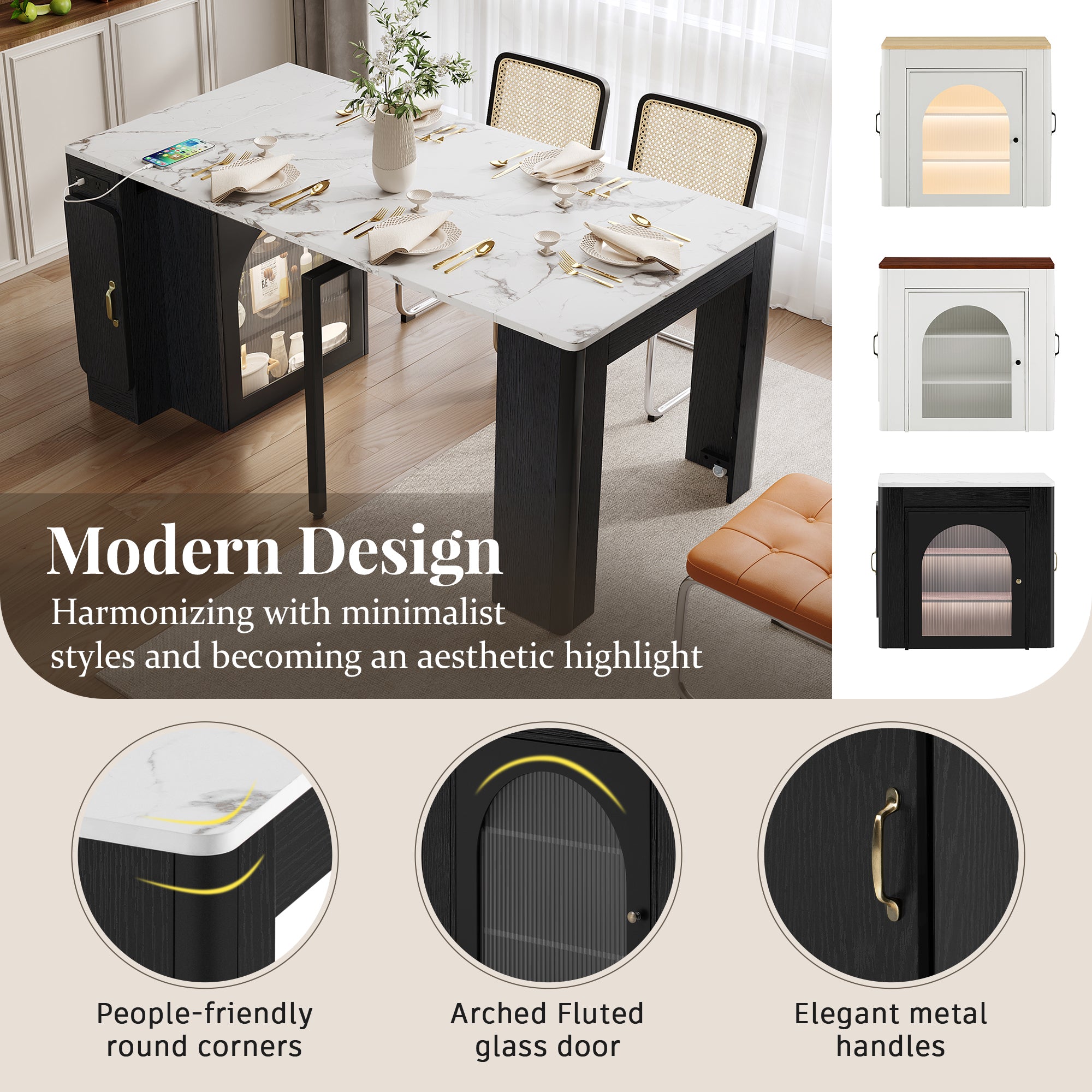 [variant:XW000024AAB-CA] Rolling Kitchen Island with Extendable Dining Table image 17