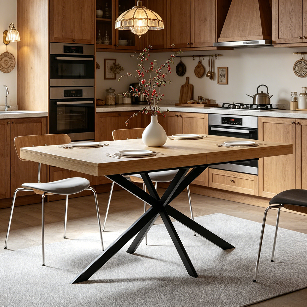 Extendable Dining Table with Hidden Storage – 55–71 Inch — [variant:W3679P437341] Natural image 7