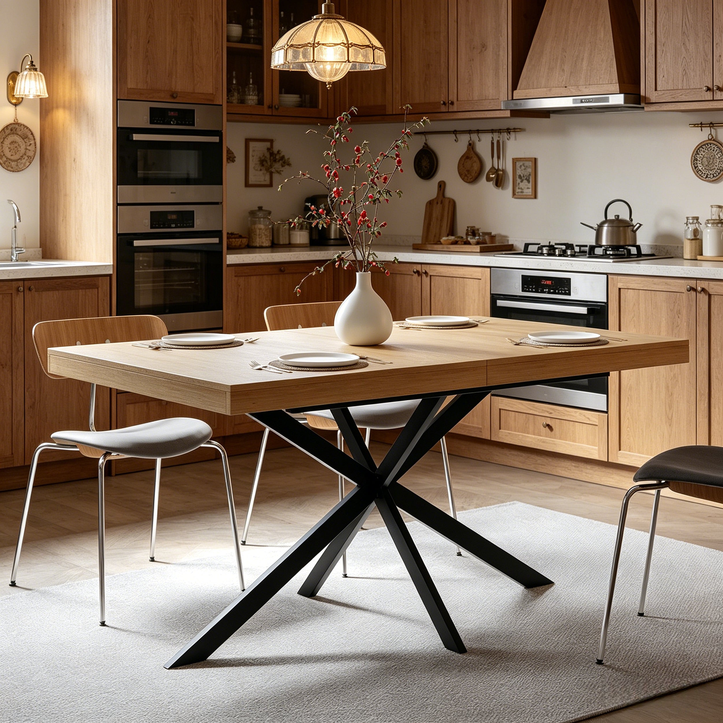 Extendable Dining Table with Hidden Storage – 55–71 Inch — [variant:W3679P437341] Natural image 7