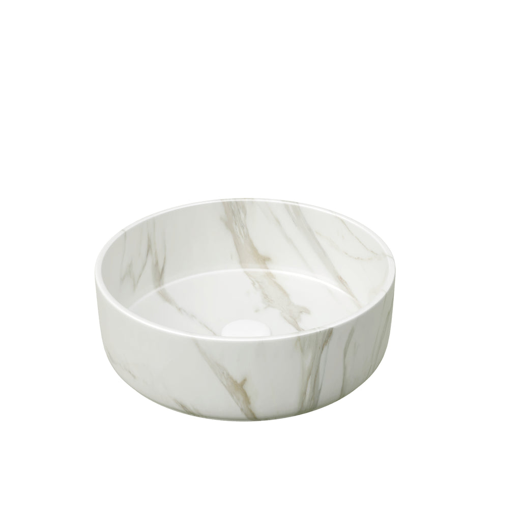 [variant:W6063P512743] Round Vessel Bathroom Sink – 14-Inch – White image 1