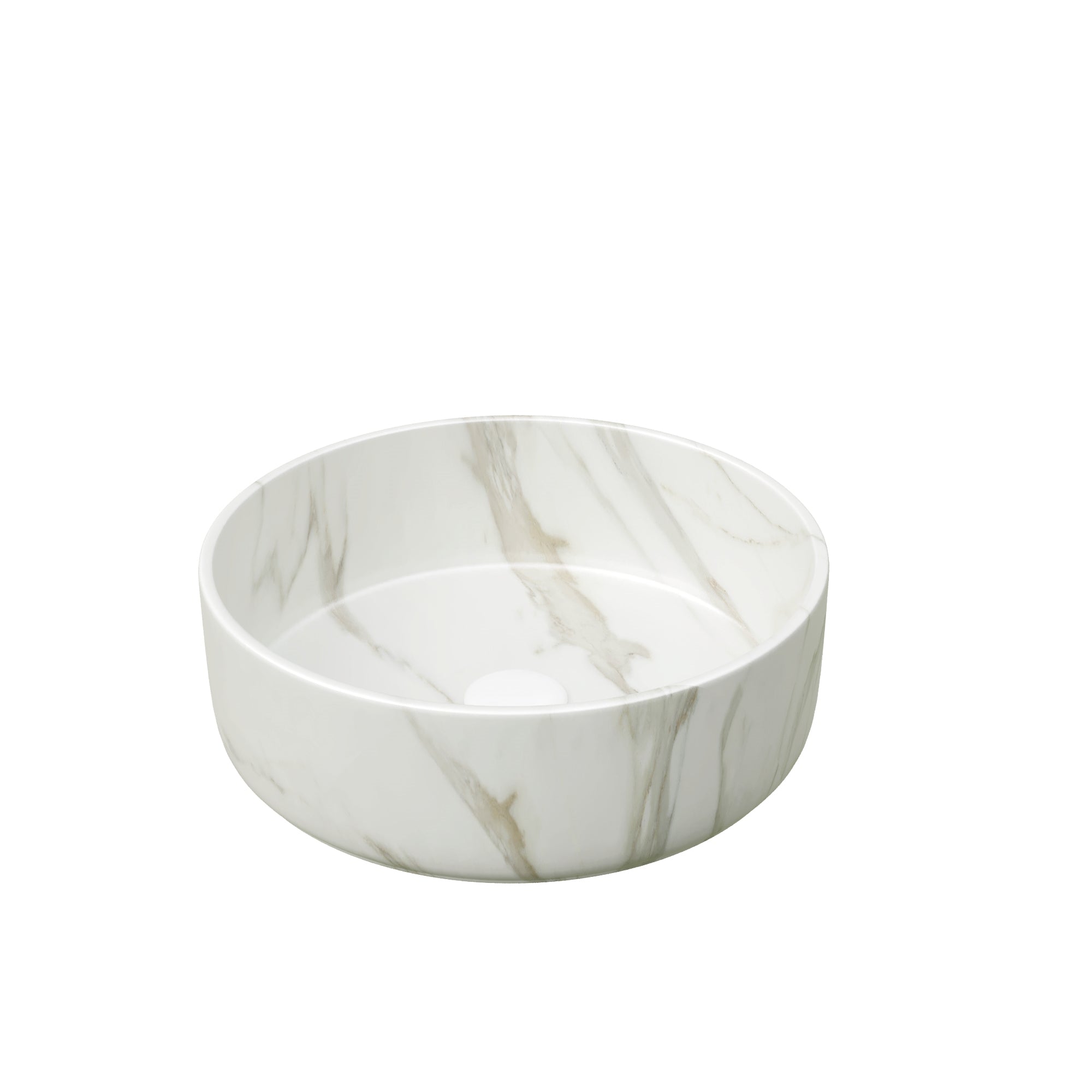 [variant:W6063P512743] Round Vessel Bathroom Sink – 14-Inch – White image 1