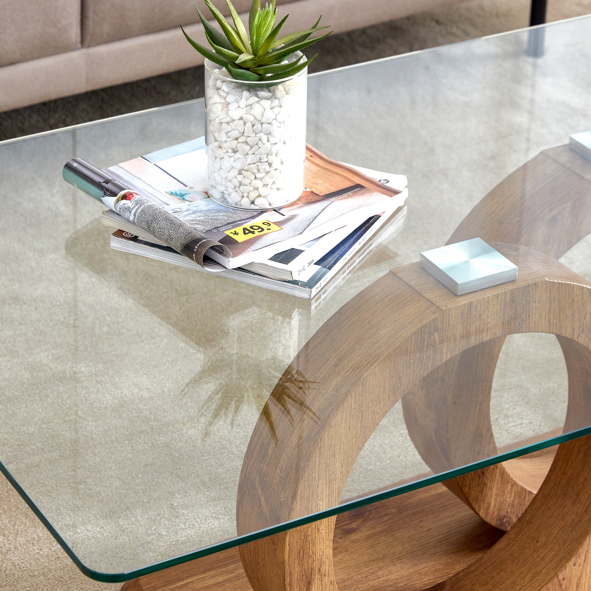 [variant:W3806P439658] Double-Ring Glass Coffee Table image 20