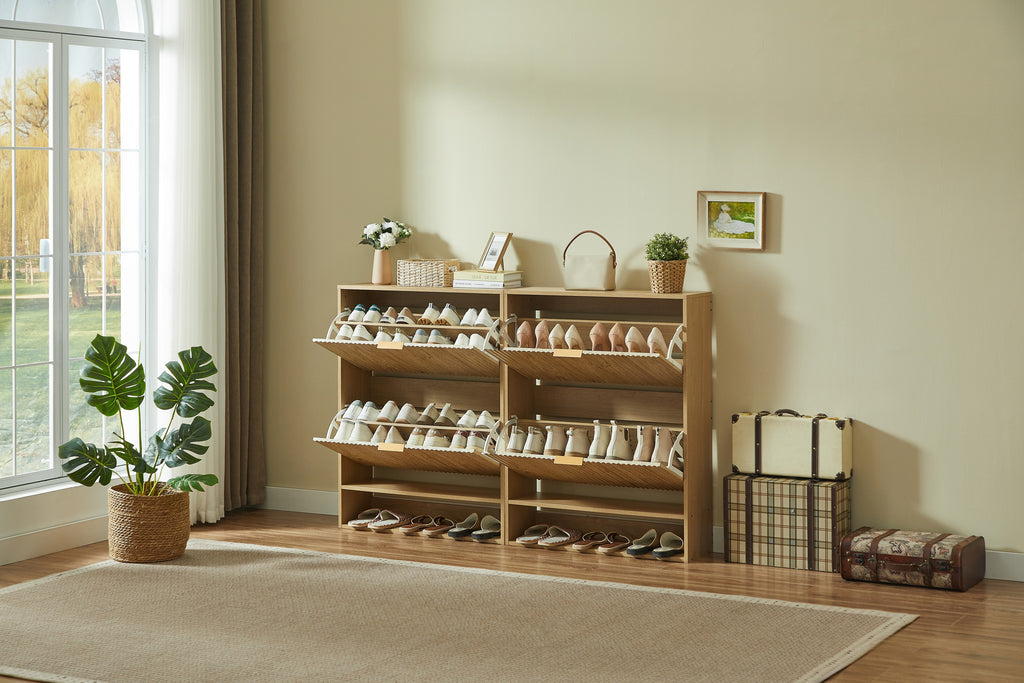 [variant:W5078P443404] Modern Oak Fluted Shoe Cabinet image 15