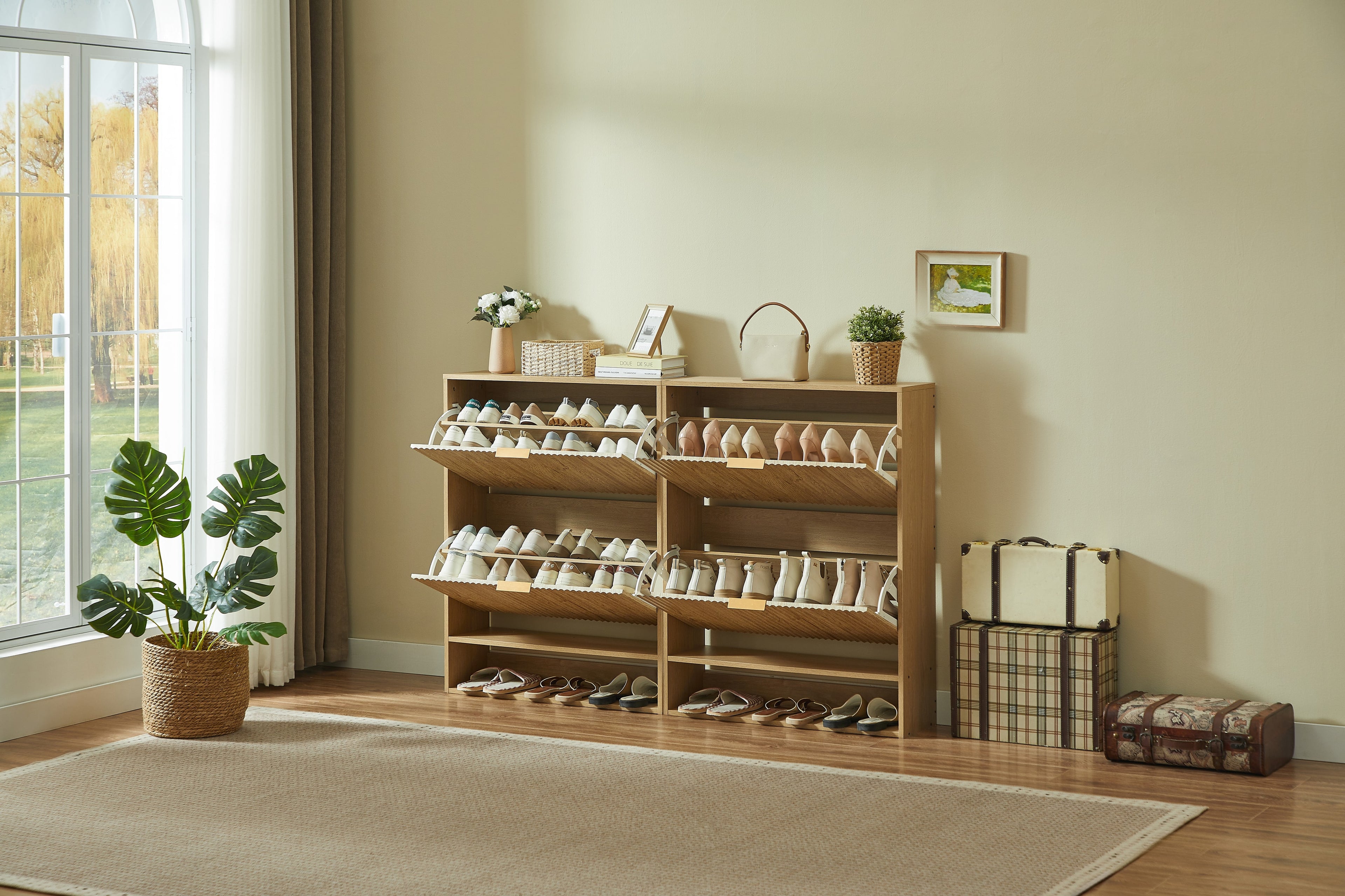 [variant:W5078P443404] Modern Oak Fluted Shoe Cabinet image 15
