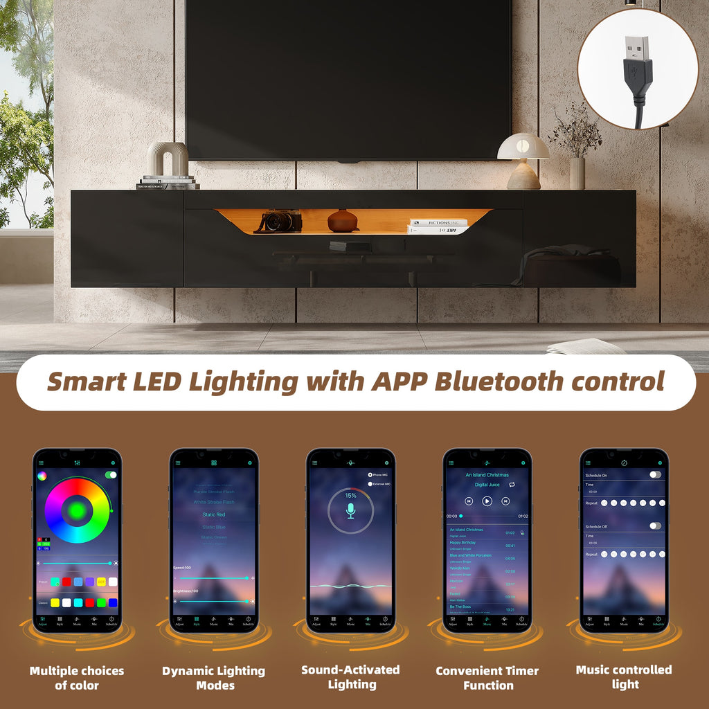 [variant:N892P428793Z] Floating LED TV Stand with Storage image 29