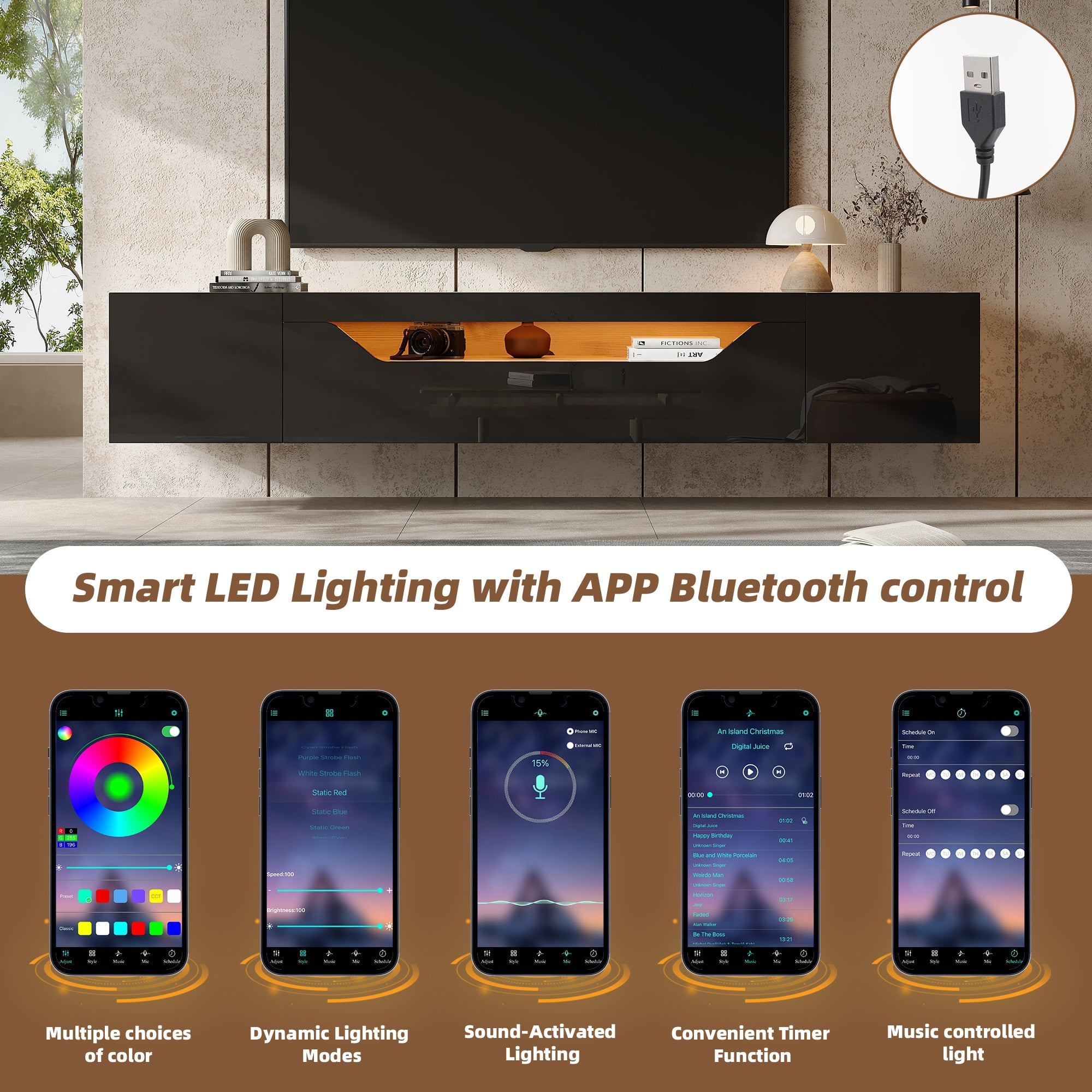 [variant:N892P428793Z] Floating LED TV Stand with Storage image 29