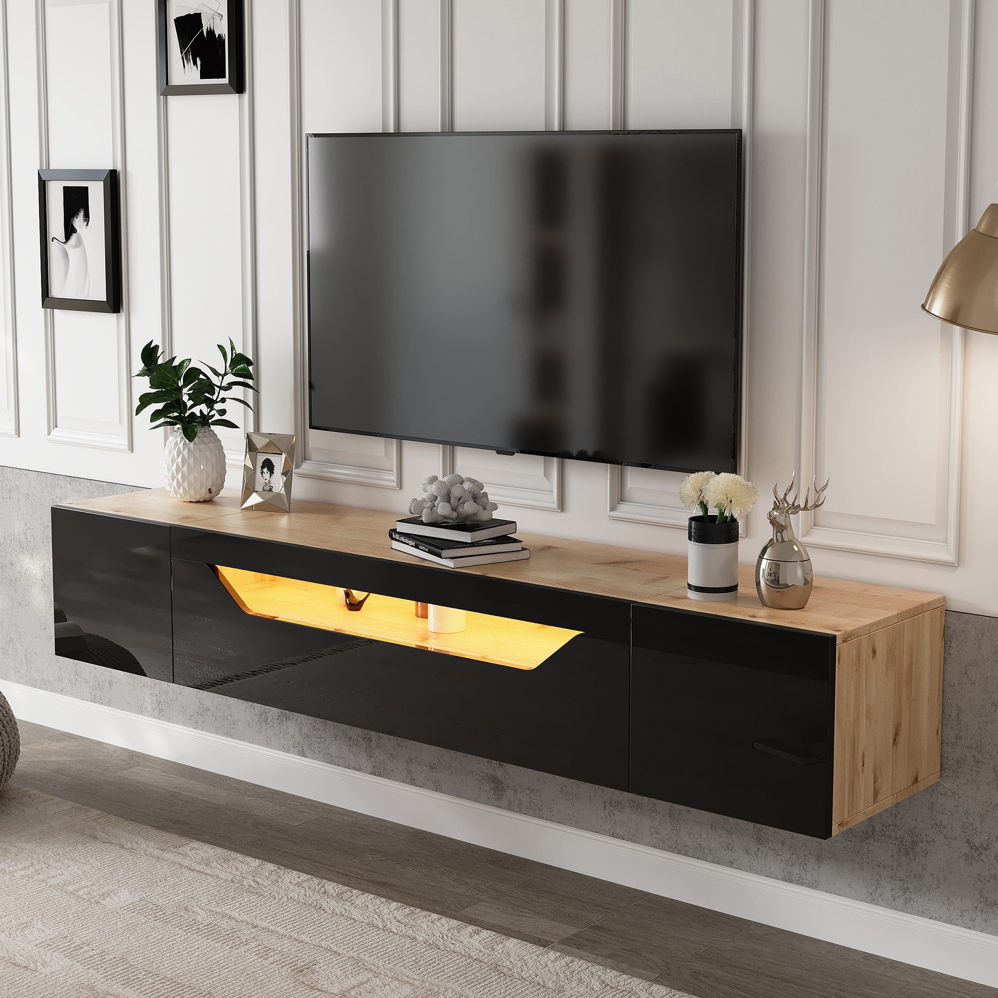 [variant:N892P428793Z] Floating LED TV Stand with Storage image 26