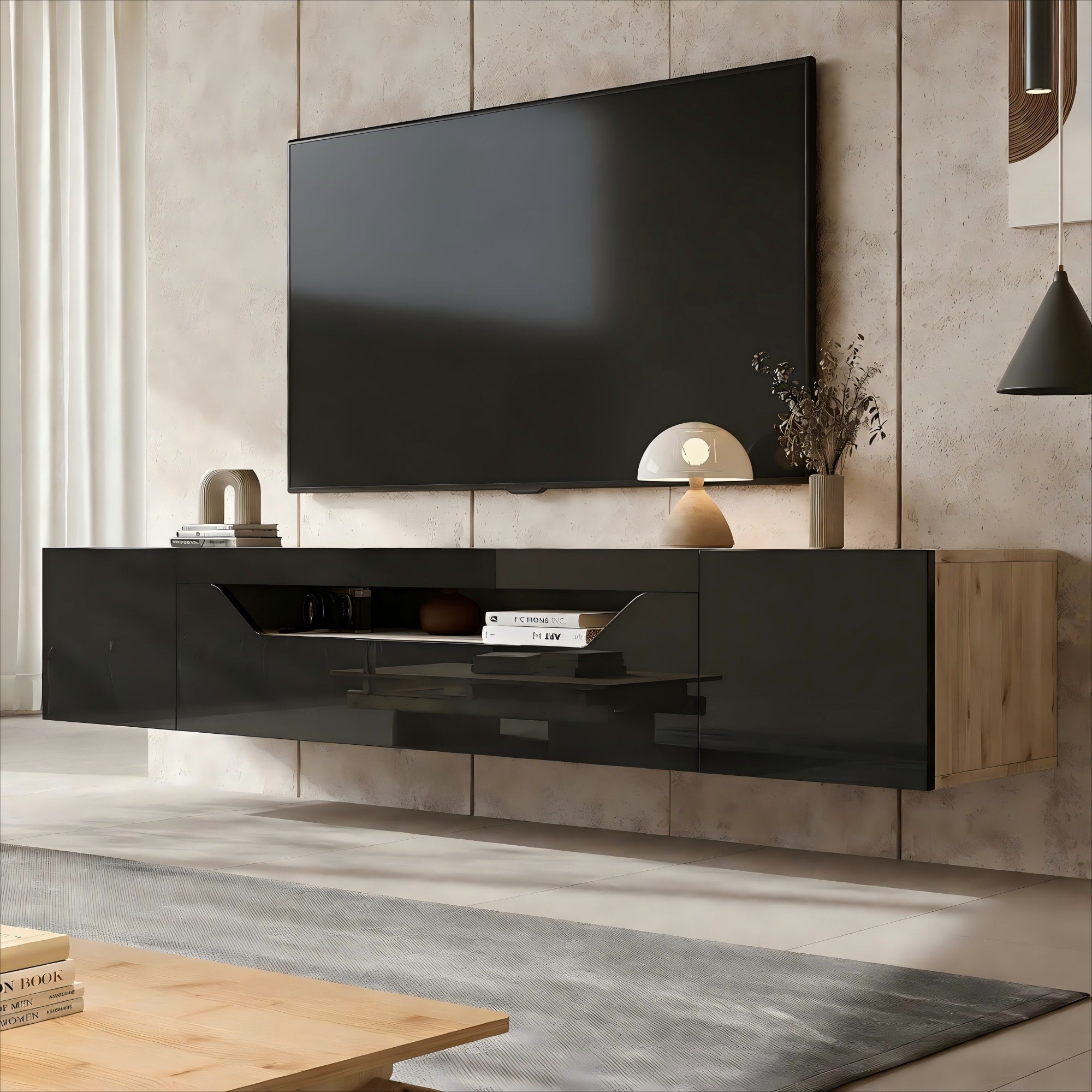 [variant:N892P428793Z] Floating LED TV Stand with Storage image 32