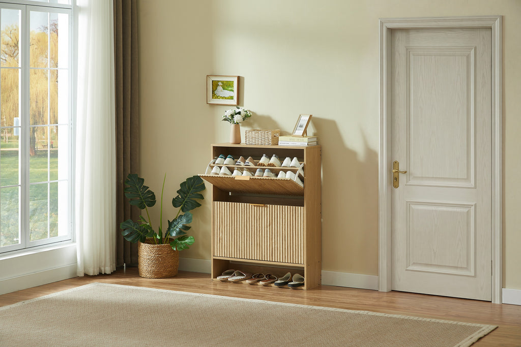 [variant:W5078P443404] Modern Oak Fluted Shoe Cabinet image 17