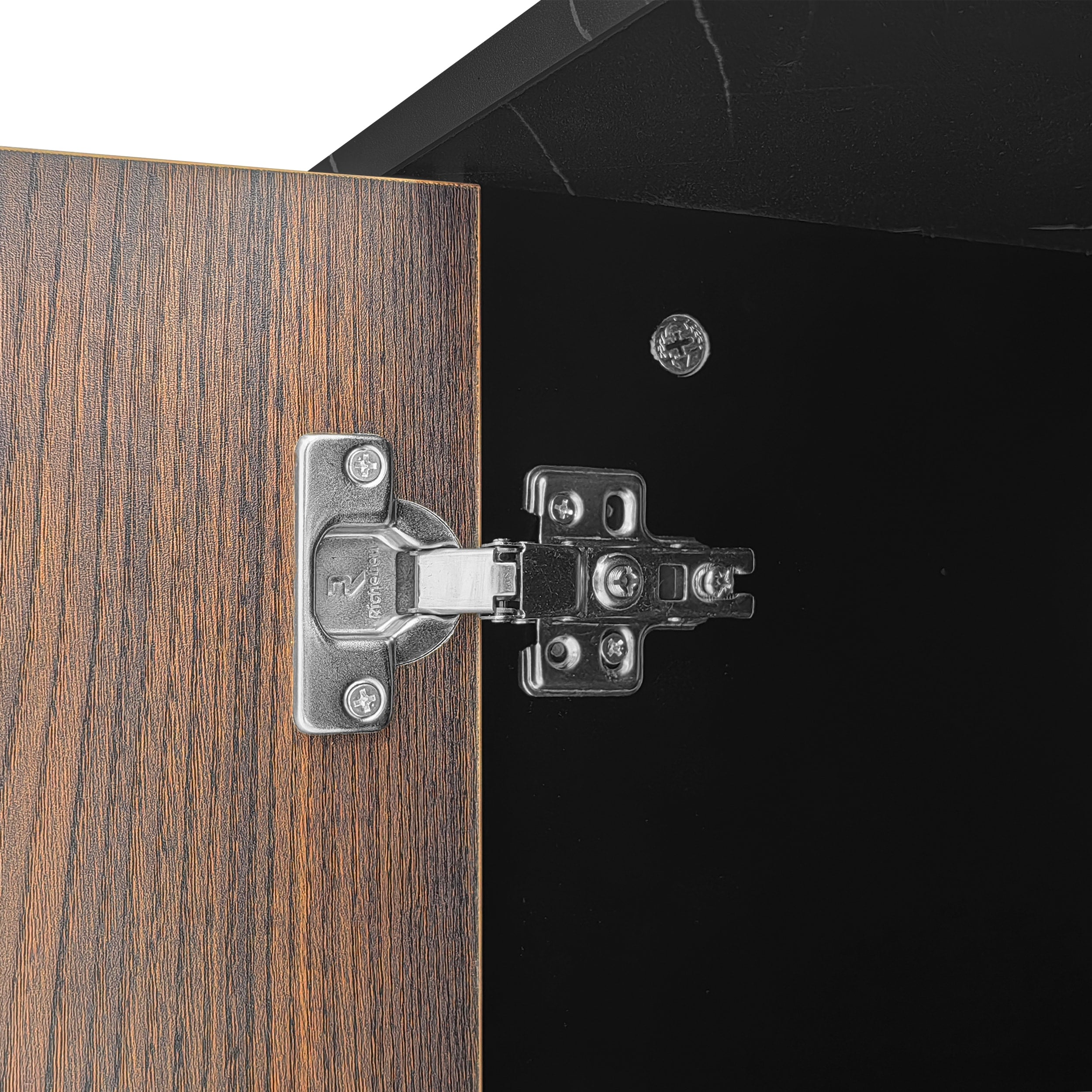 [variant:GA0010N] LED TV Stand with 2 Doors and 2 Drawers – Black Marble and Wood Grain image 22
