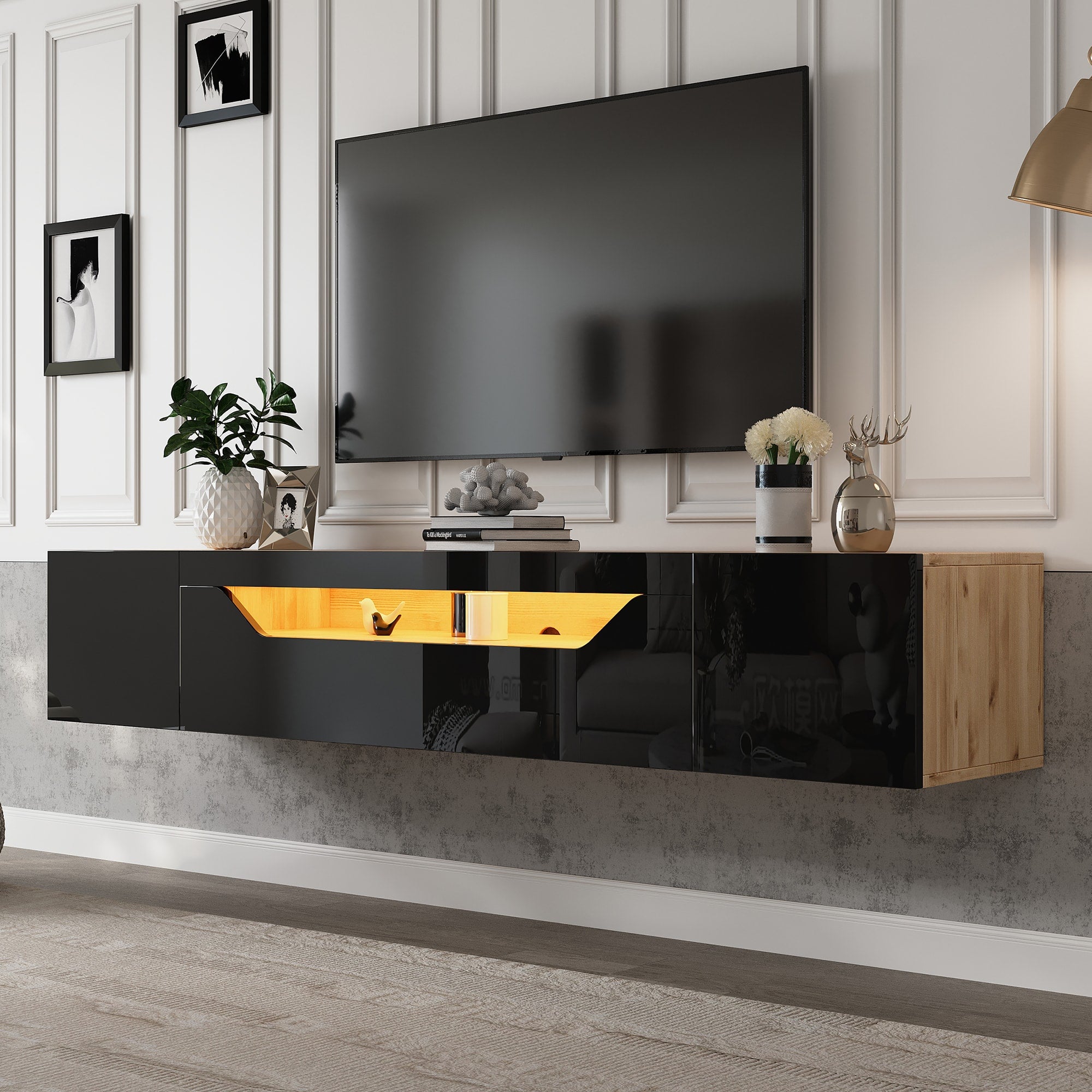 [variant:N892P428793Z] Floating LED TV Stand with Storage image 22
