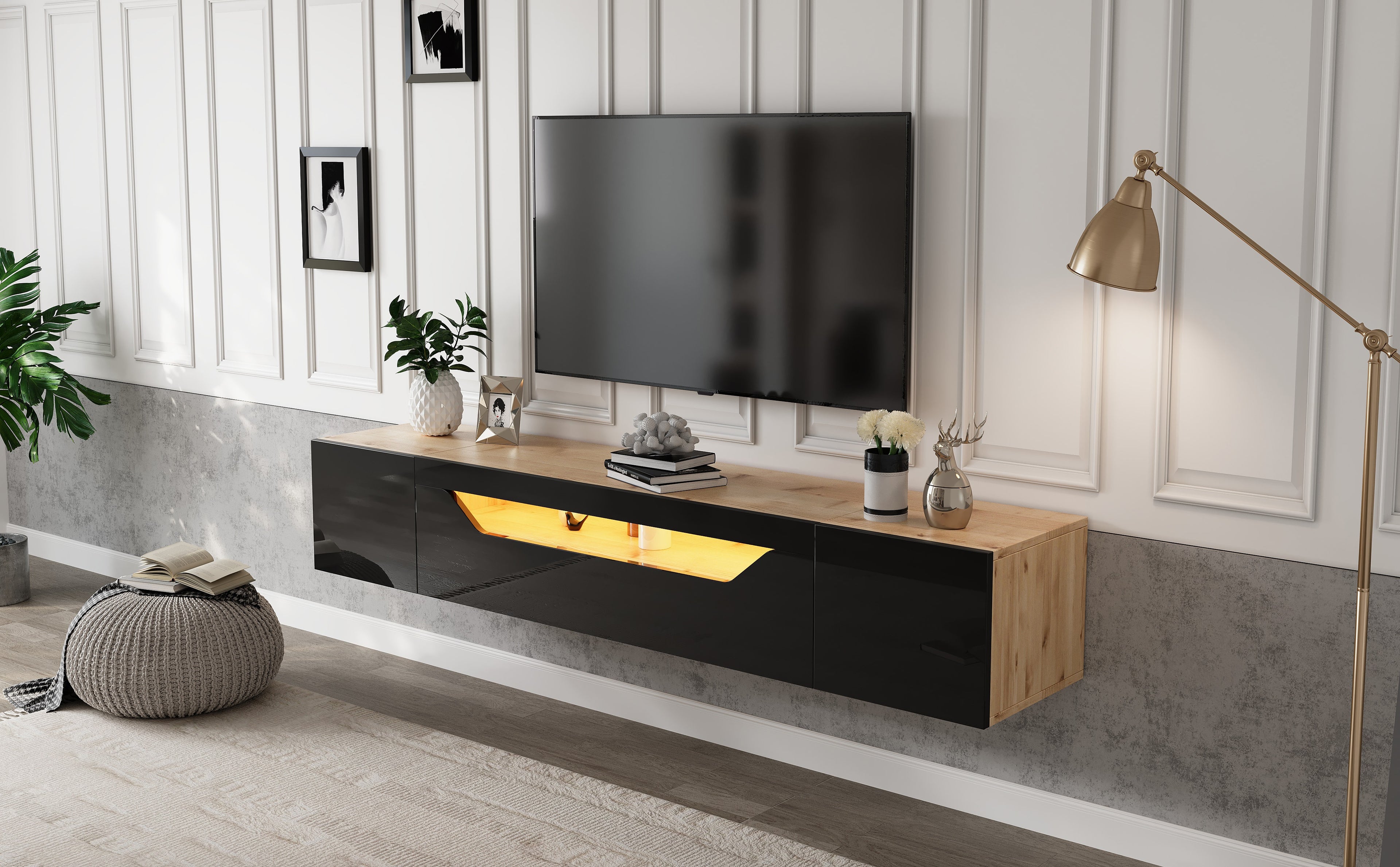 [variant:N892P428793Z] Floating LED TV Stand with Storage image 34