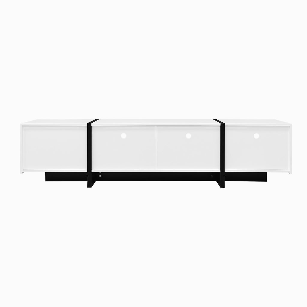 [variant:GA0014S] Modern TV Stand with 3 Doors and 2 Drawers – Black and White image 23