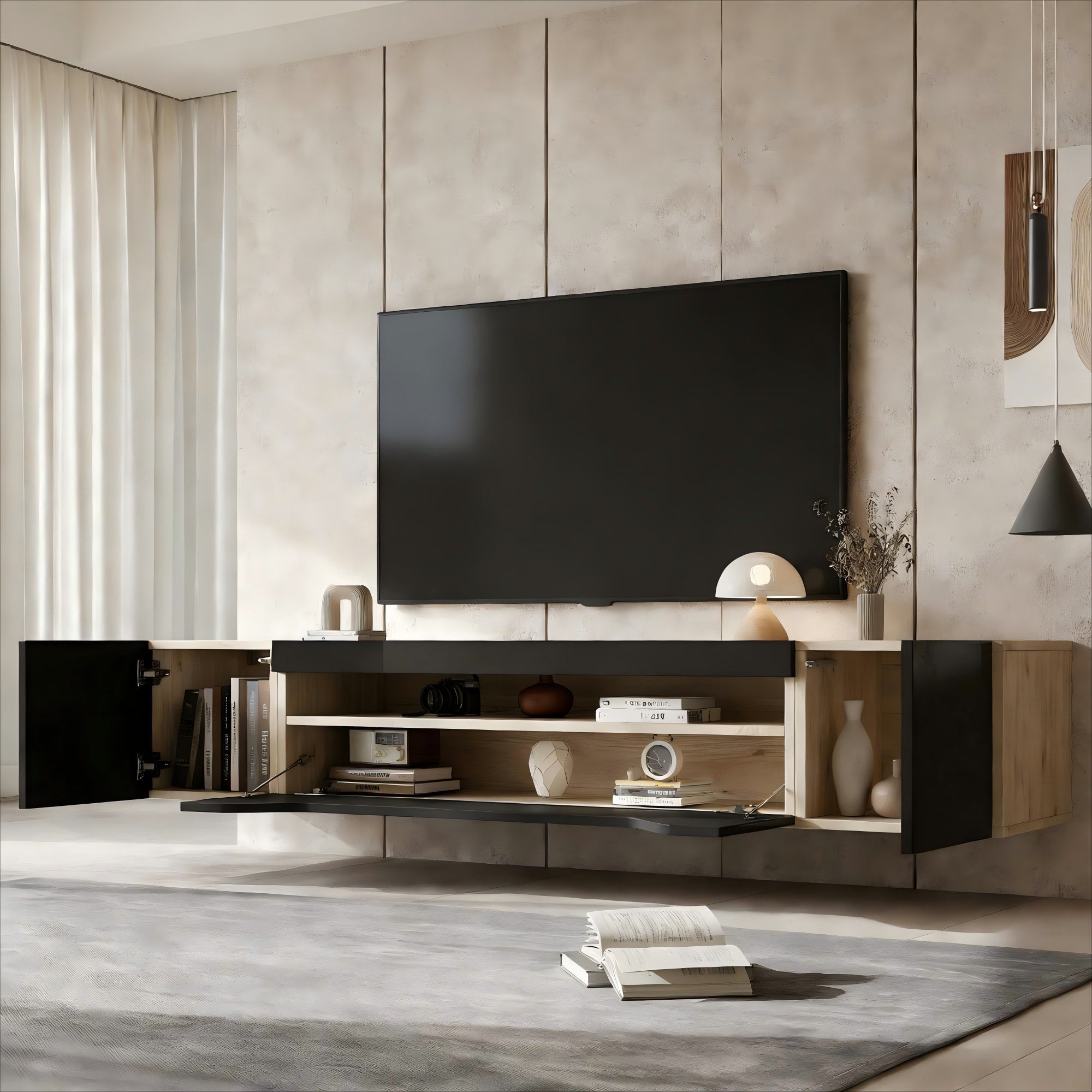 [variant:N892P428793Z] Floating LED TV Stand with Storage image 31