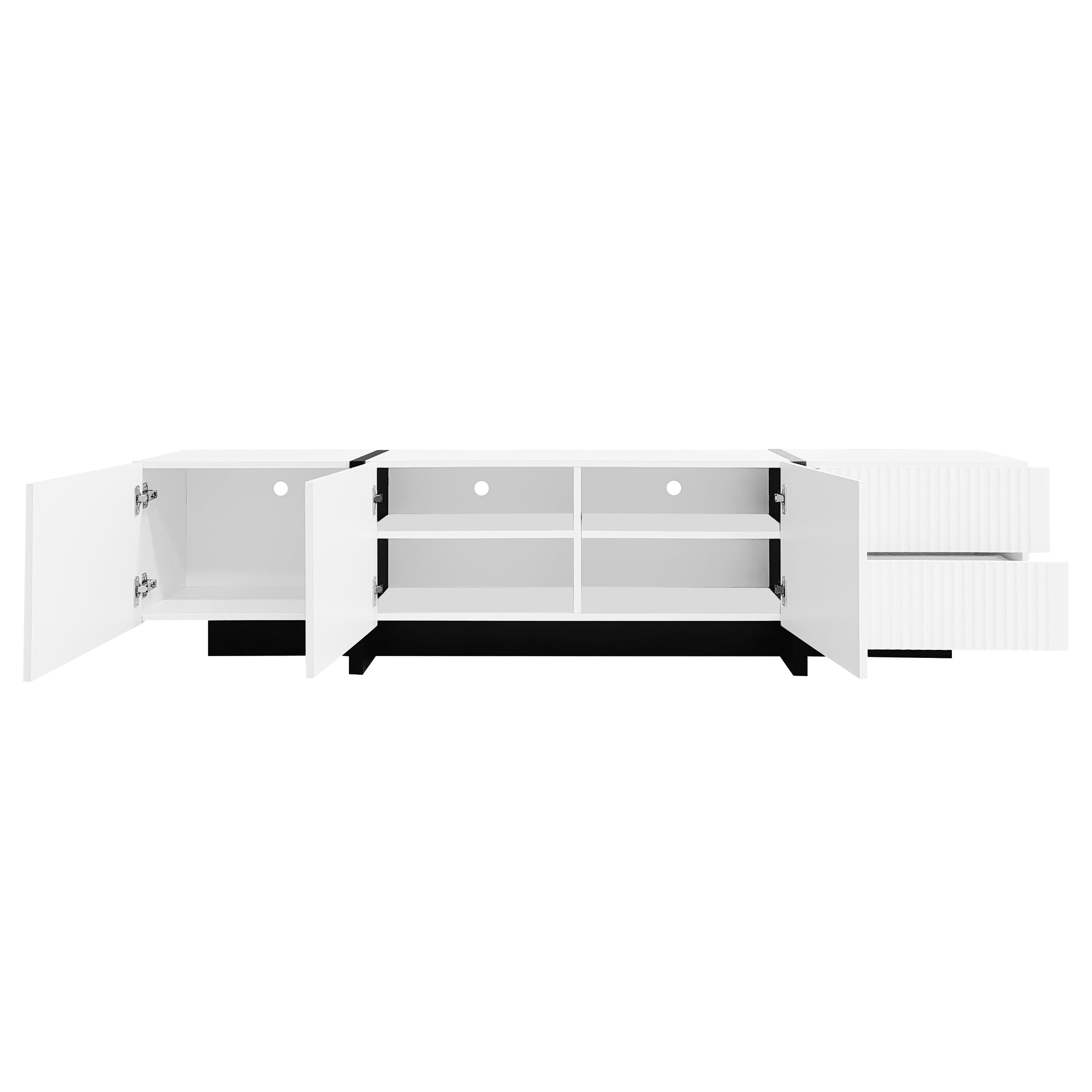 [variant:GA0014S] Modern TV Stand with 3 Doors and 2 Drawers – Black and White image 24