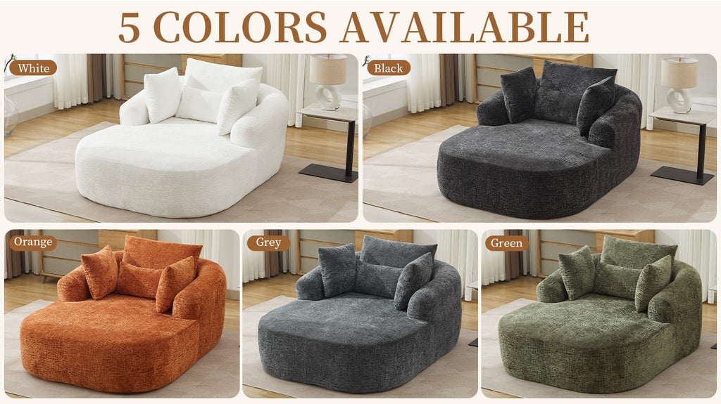 Oversized Corduroy Chaise Lounge with Throw Pillows — [variant:W5031P391322] Black image 12
