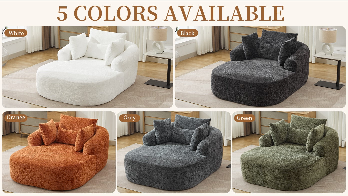 Oversized Corduroy Chaise Lounge with Throw Pillows — [variant:W5031P391322] Black image 12