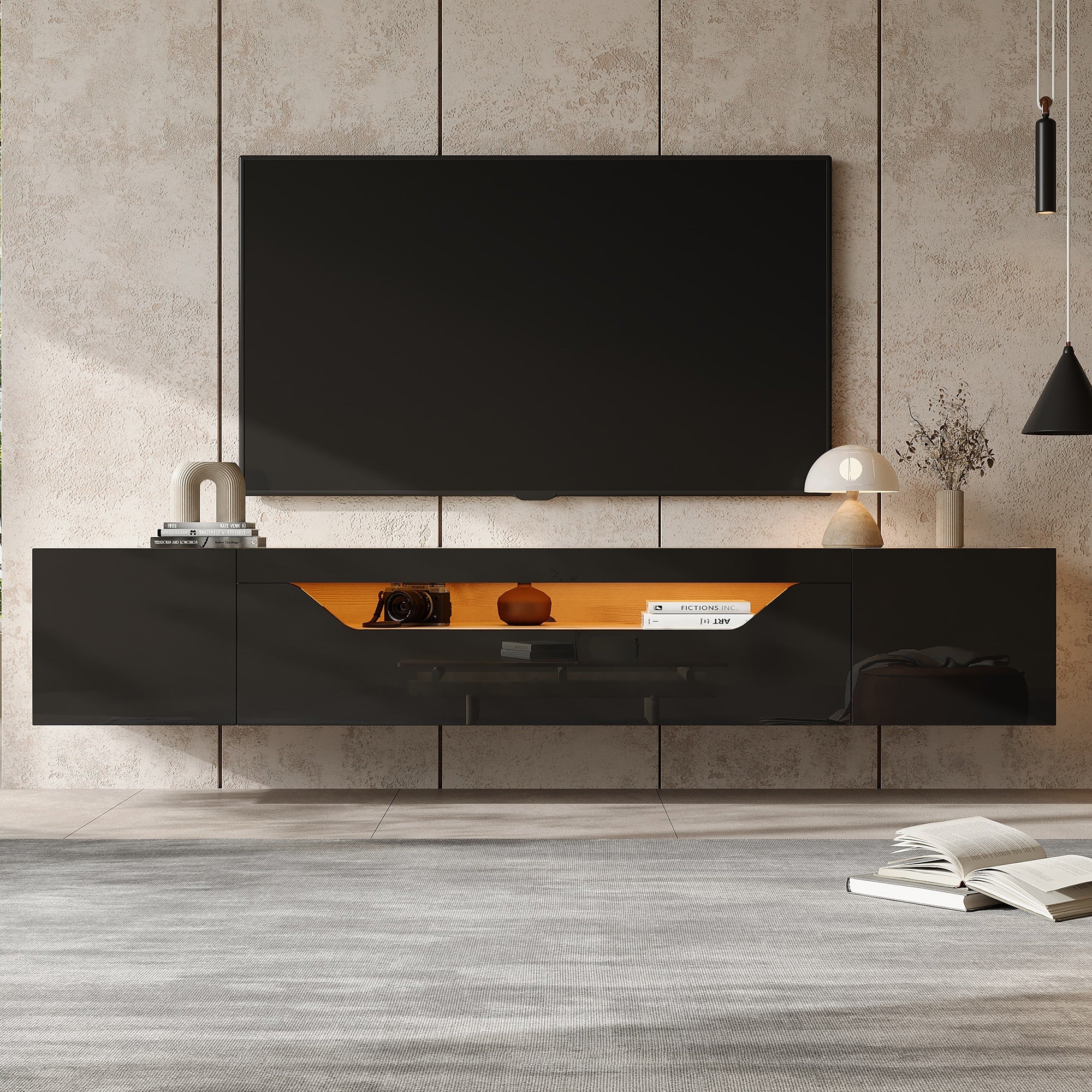 [variant:N892P428793Z] Floating LED TV Stand with Storage image 25