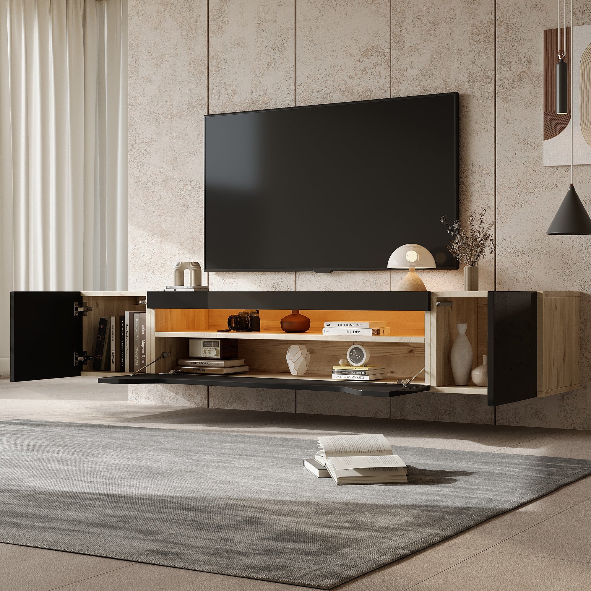 [variant:N892P428793Z] Floating LED TV Stand with Storage image 23