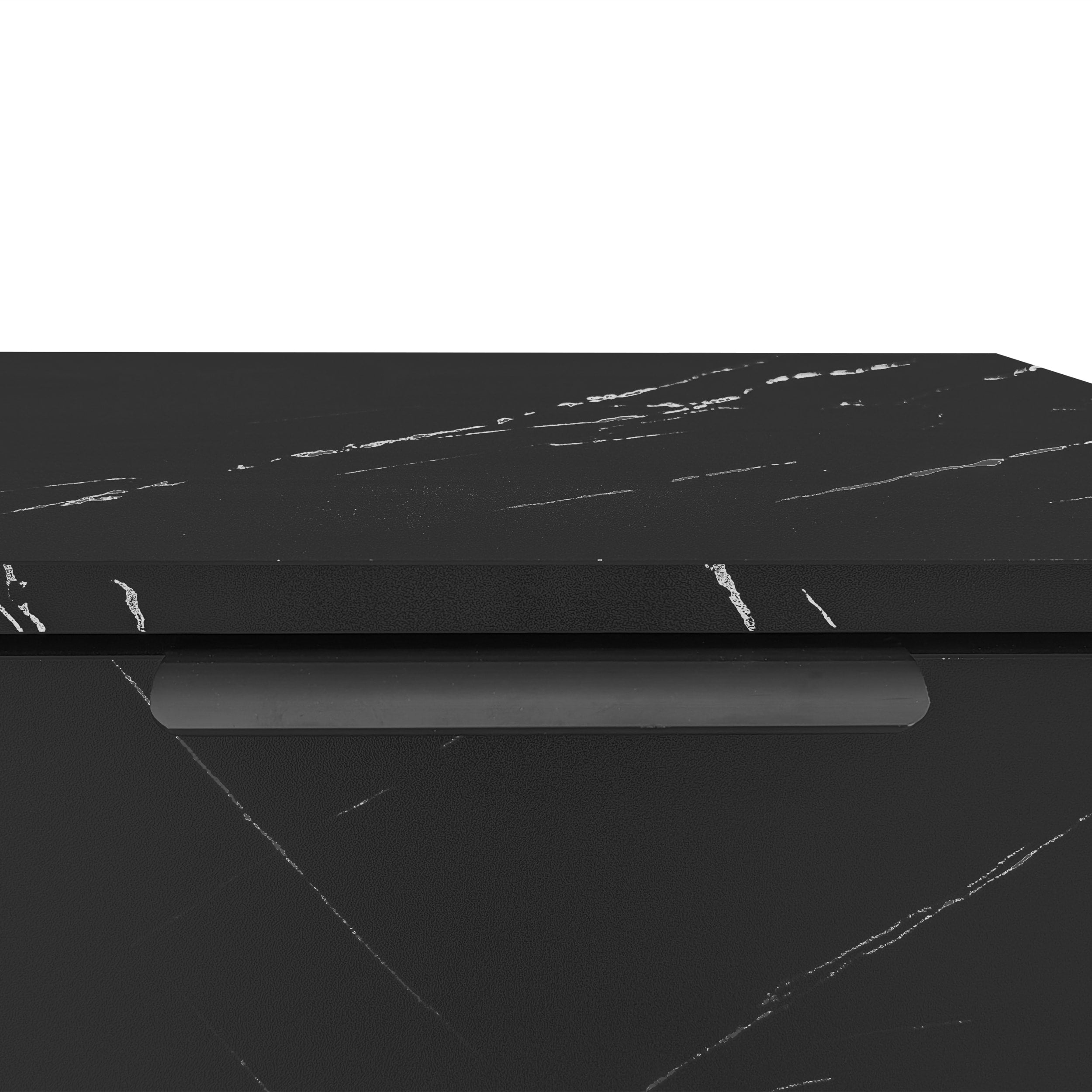 [variant:GA0010N] LED TV Stand with 2 Doors and 2 Drawers – Black Marble and Wood Grain image 29