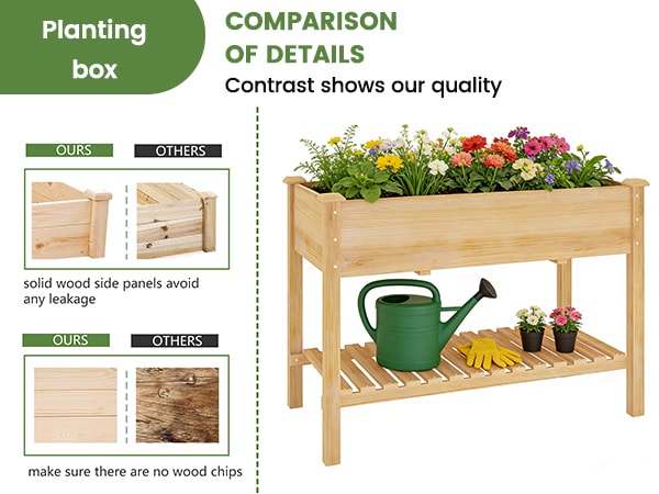 [variant:W3686P439295] Two-Tier Wooden Raised Garden Bed with Shelves image 22