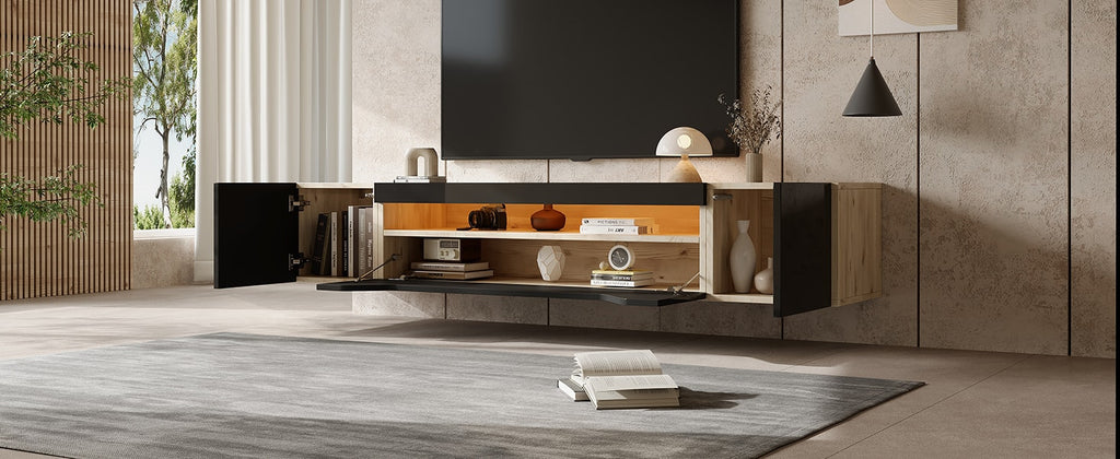 [variant:N892P428793Z] Floating LED TV Stand with Storage image 37