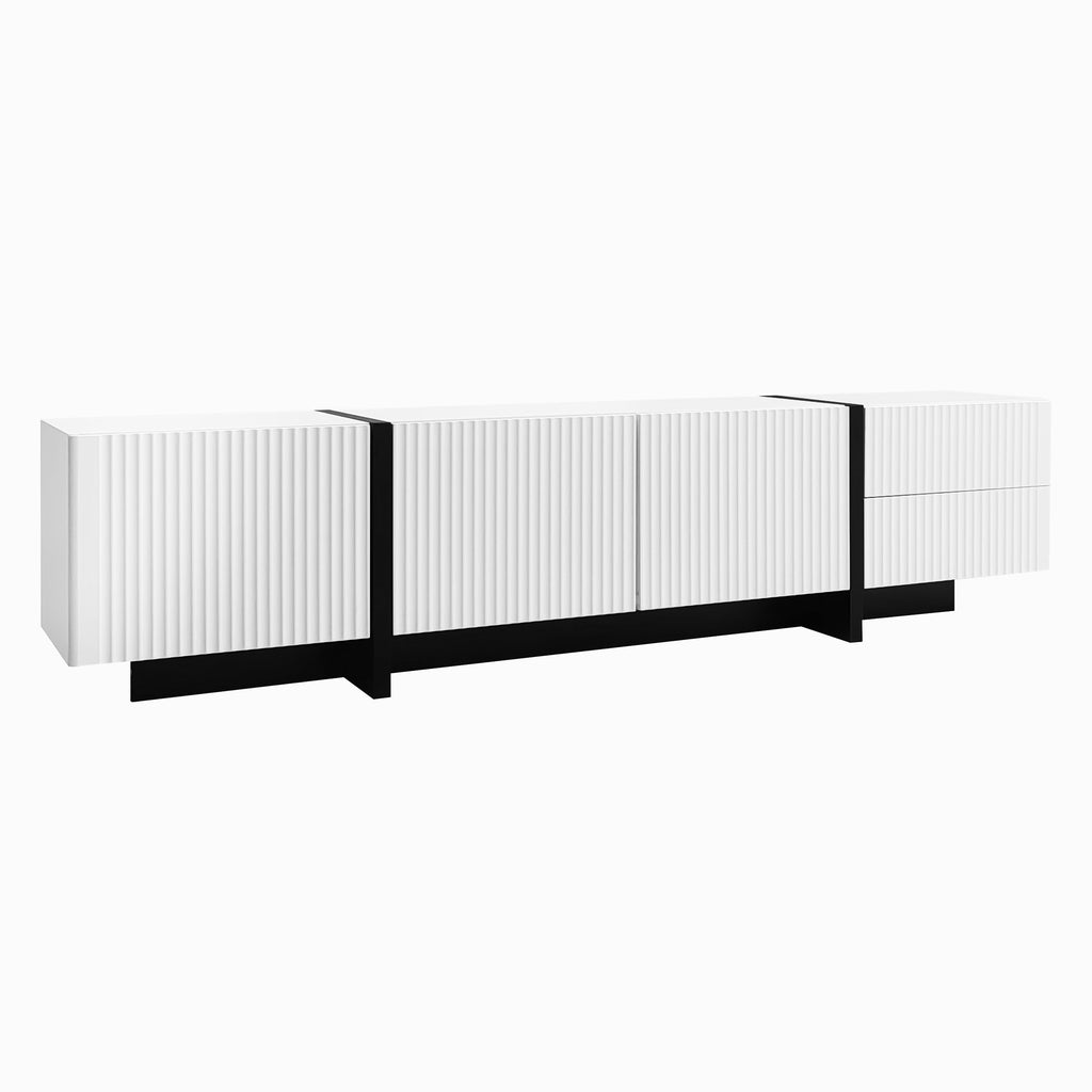 [variant:GA0014S] Modern TV Stand with 3 Doors and 2 Drawers – Black and White image 21