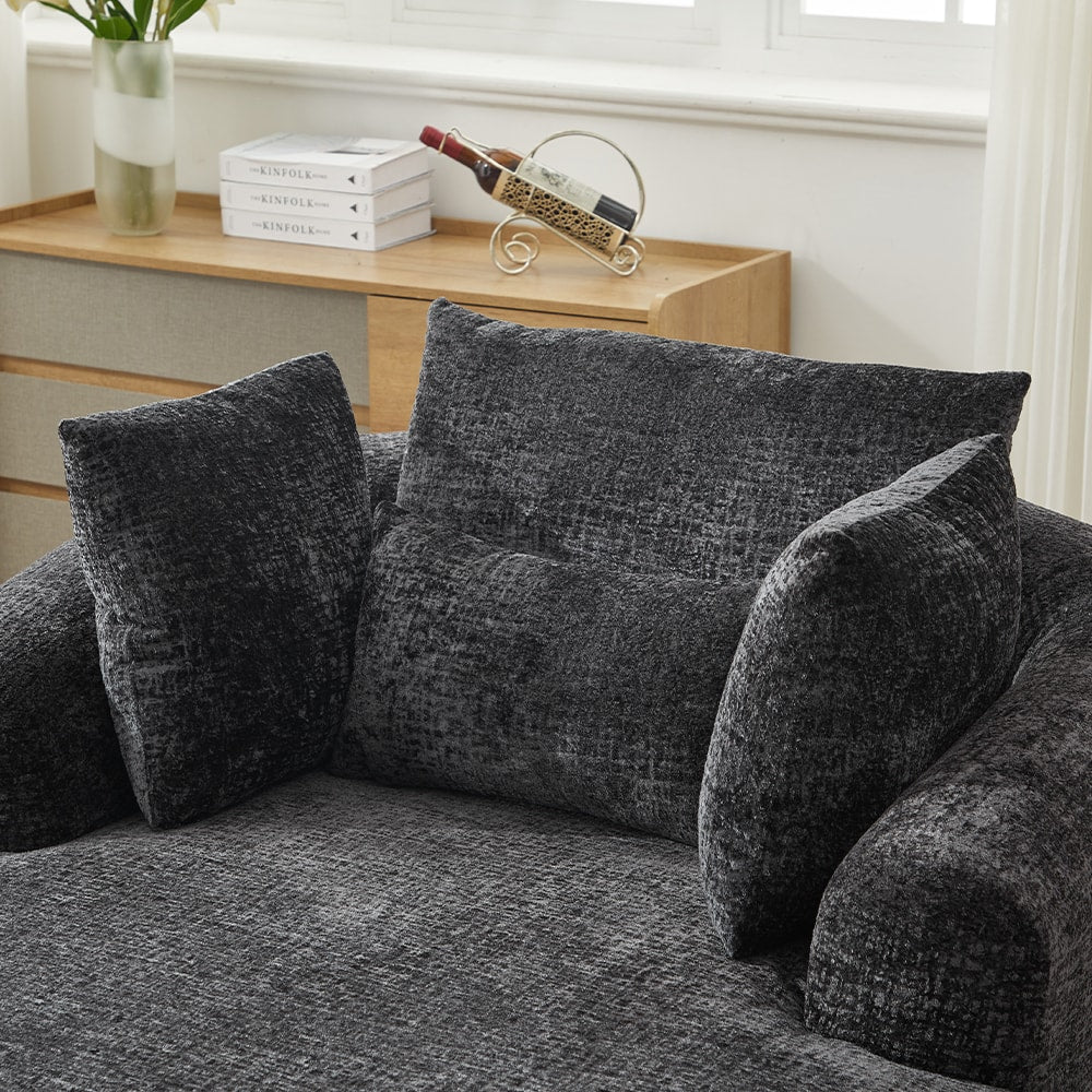 Oversized Corduroy Chaise Lounge with Throw Pillows — [variant:W5031P391322] Black image 8