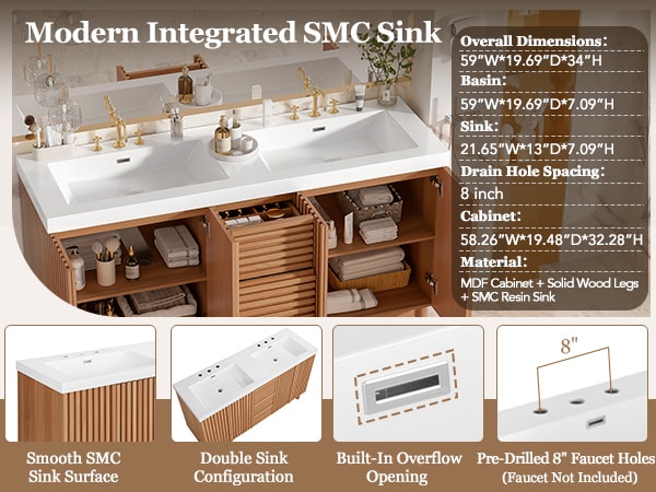 [variant:N729P000037N] Double-Sink Bathroom Vanity with Storage – 59.3-Inch image 10