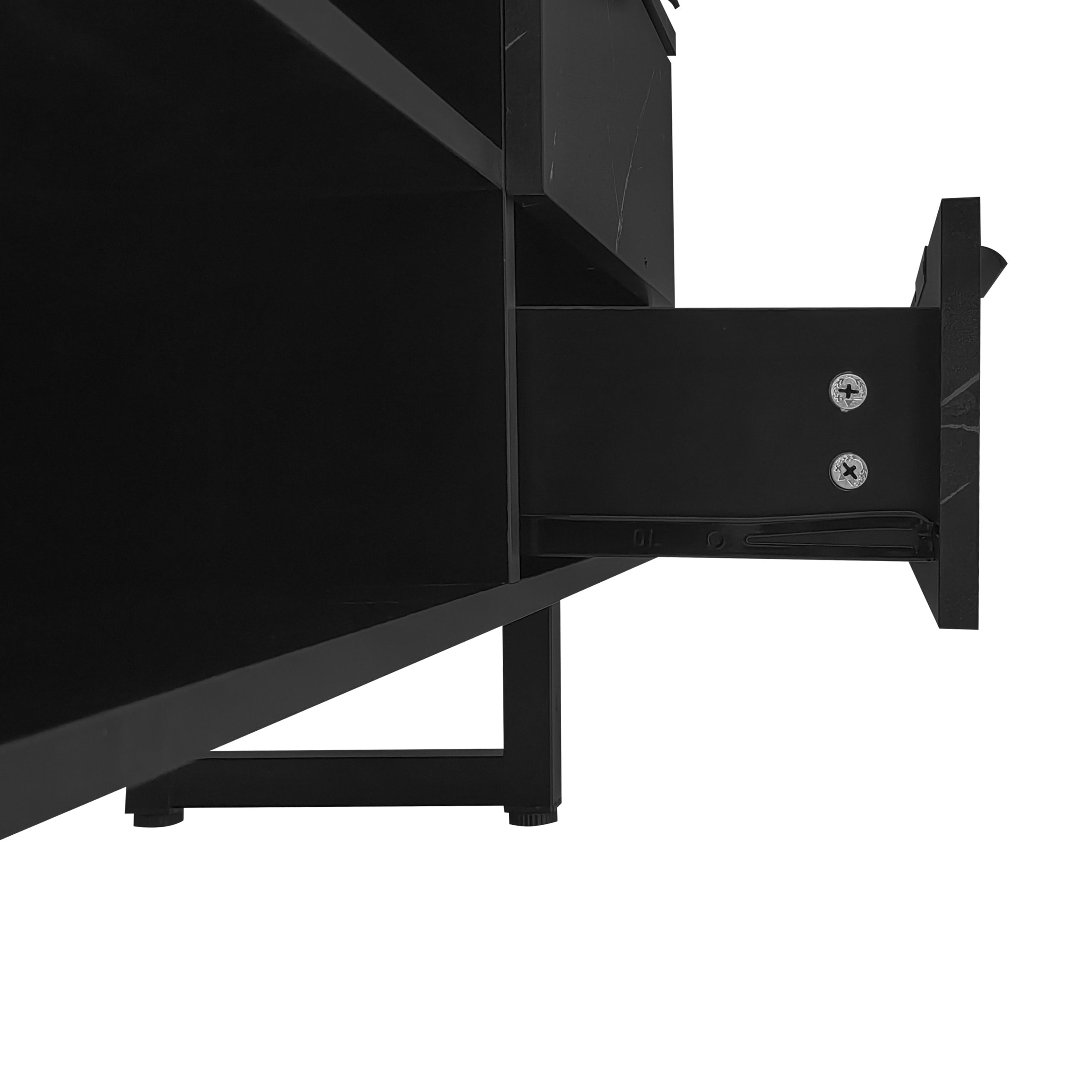[variant:GA0010N] LED TV Stand with 2 Doors and 2 Drawers – Black Marble and Wood Grain image 28