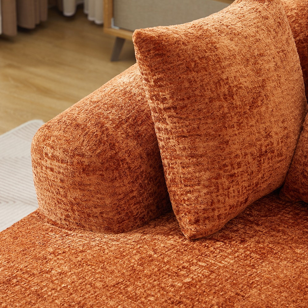 Oversized Corduroy Chaise Lounge with Throw Pillows — [variant:W5031P391329] Orange image 10