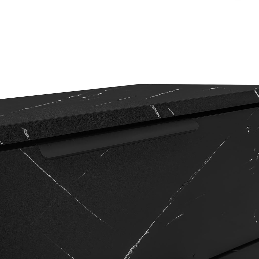 [variant:GA0010N] LED TV Stand with 2 Doors and 2 Drawers – Black Marble and Wood Grain image 23