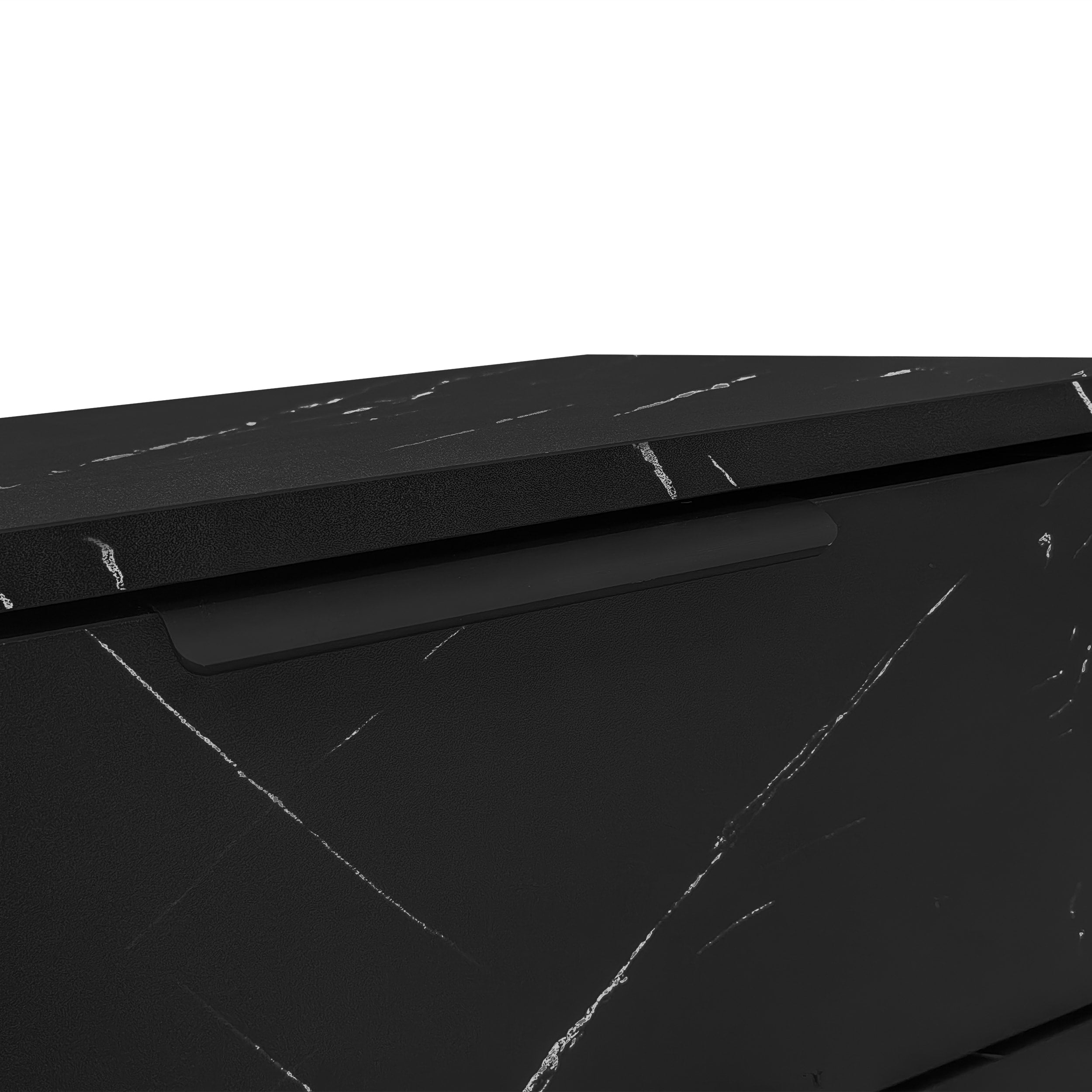 [variant:GA0010N] LED TV Stand with 2 Doors and 2 Drawers – Black Marble and Wood Grain image 23