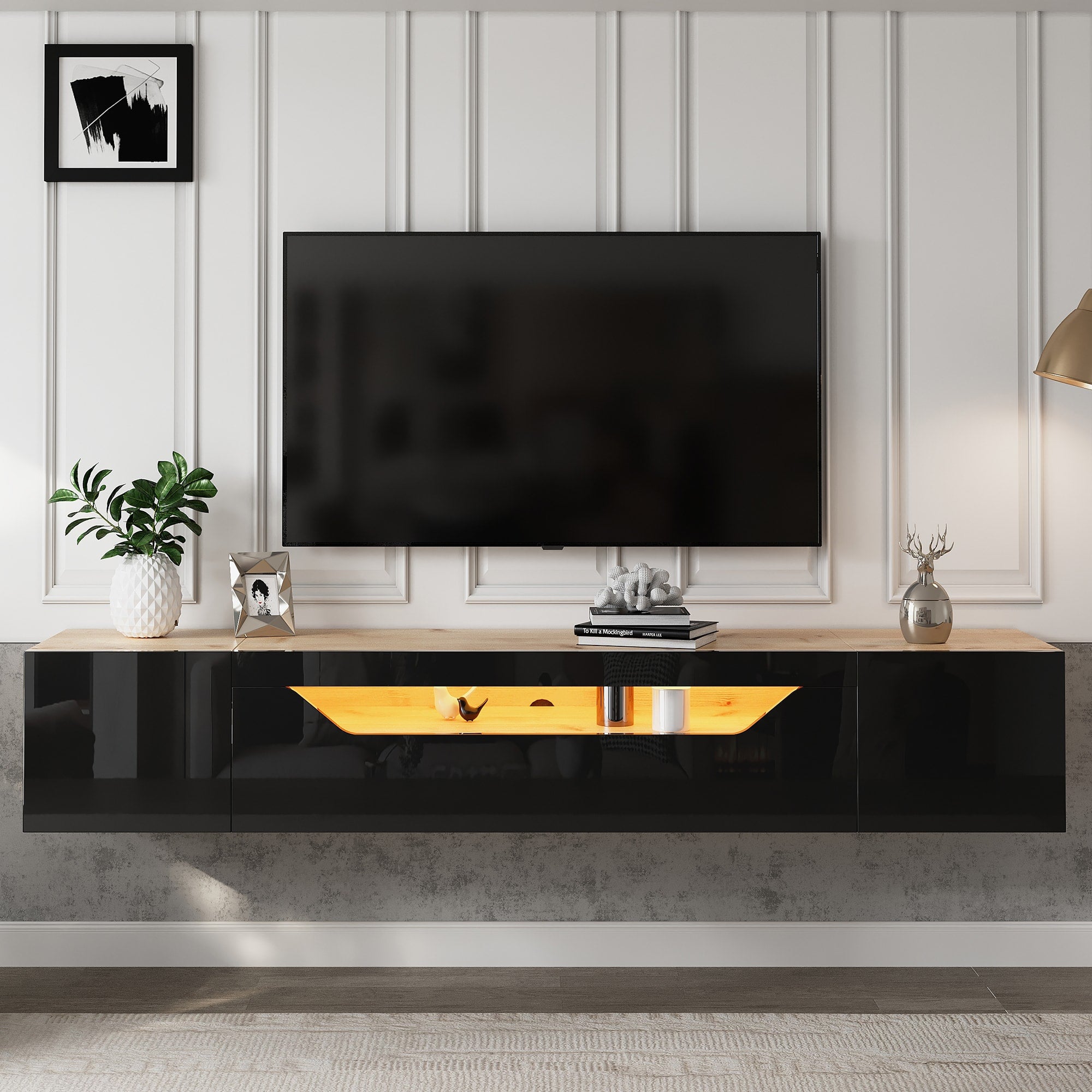 [variant:N892P428793Z] Floating LED TV Stand with Storage image 24
