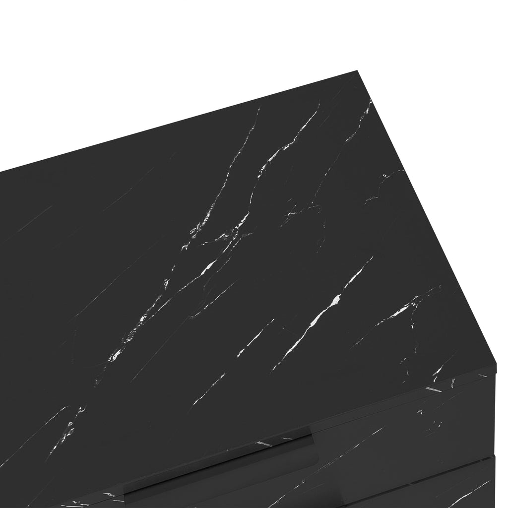 [variant:GA0010N] LED TV Stand with 2 Doors and 2 Drawers – Black Marble and Wood Grain image 24