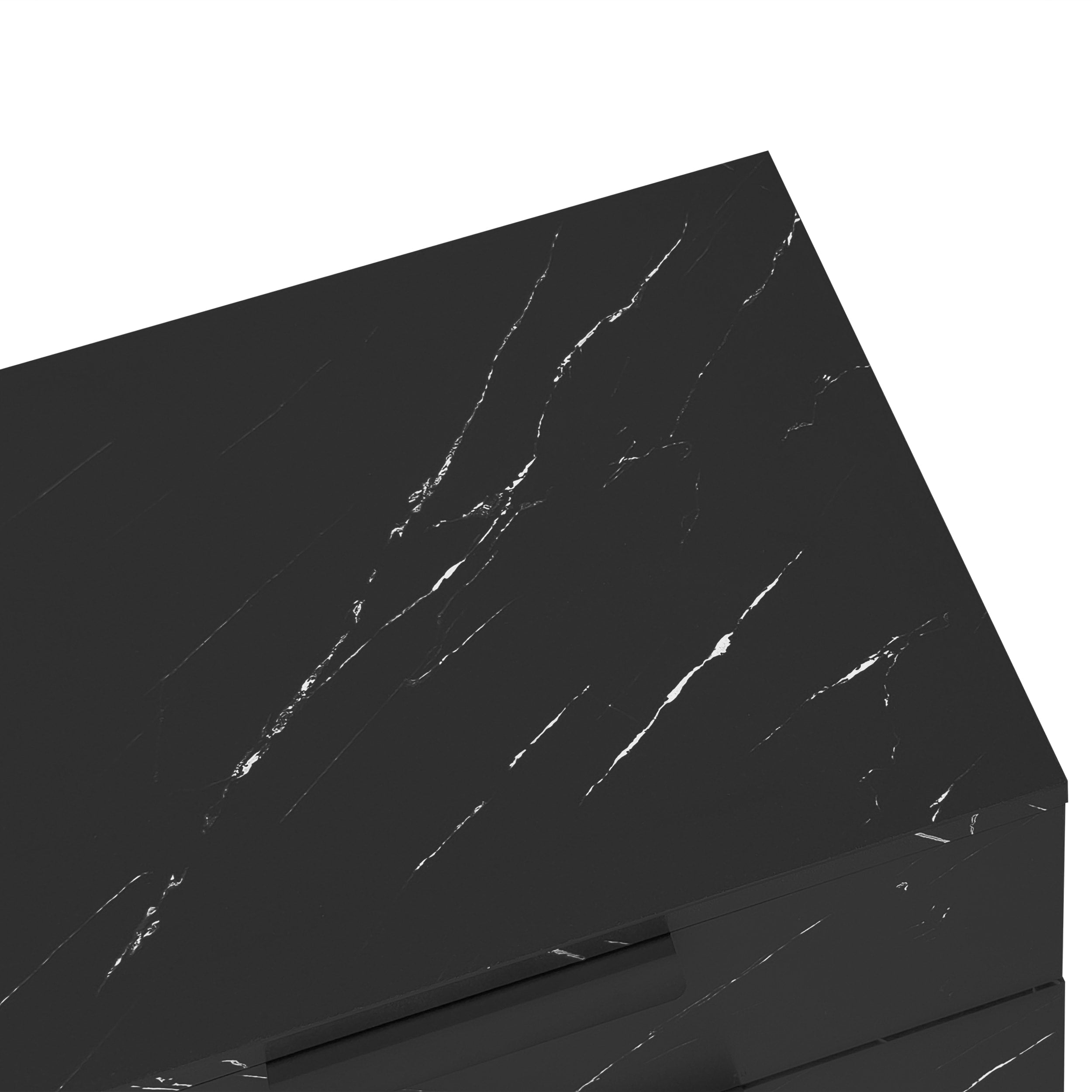 [variant:GA0010N] LED TV Stand with 2 Doors and 2 Drawers – Black Marble and Wood Grain image 24