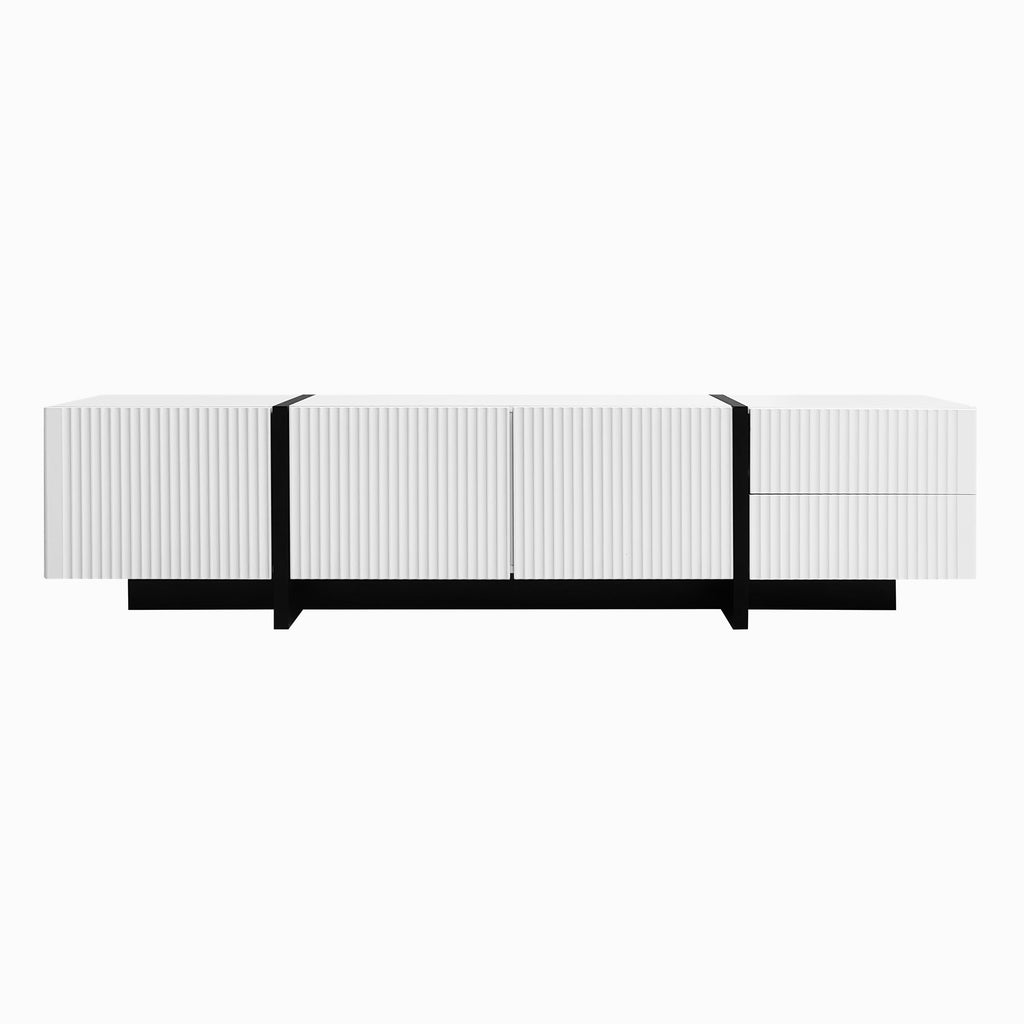 [variant:GA0014S] Modern TV Stand with 3 Doors and 2 Drawers – Black and White image 20