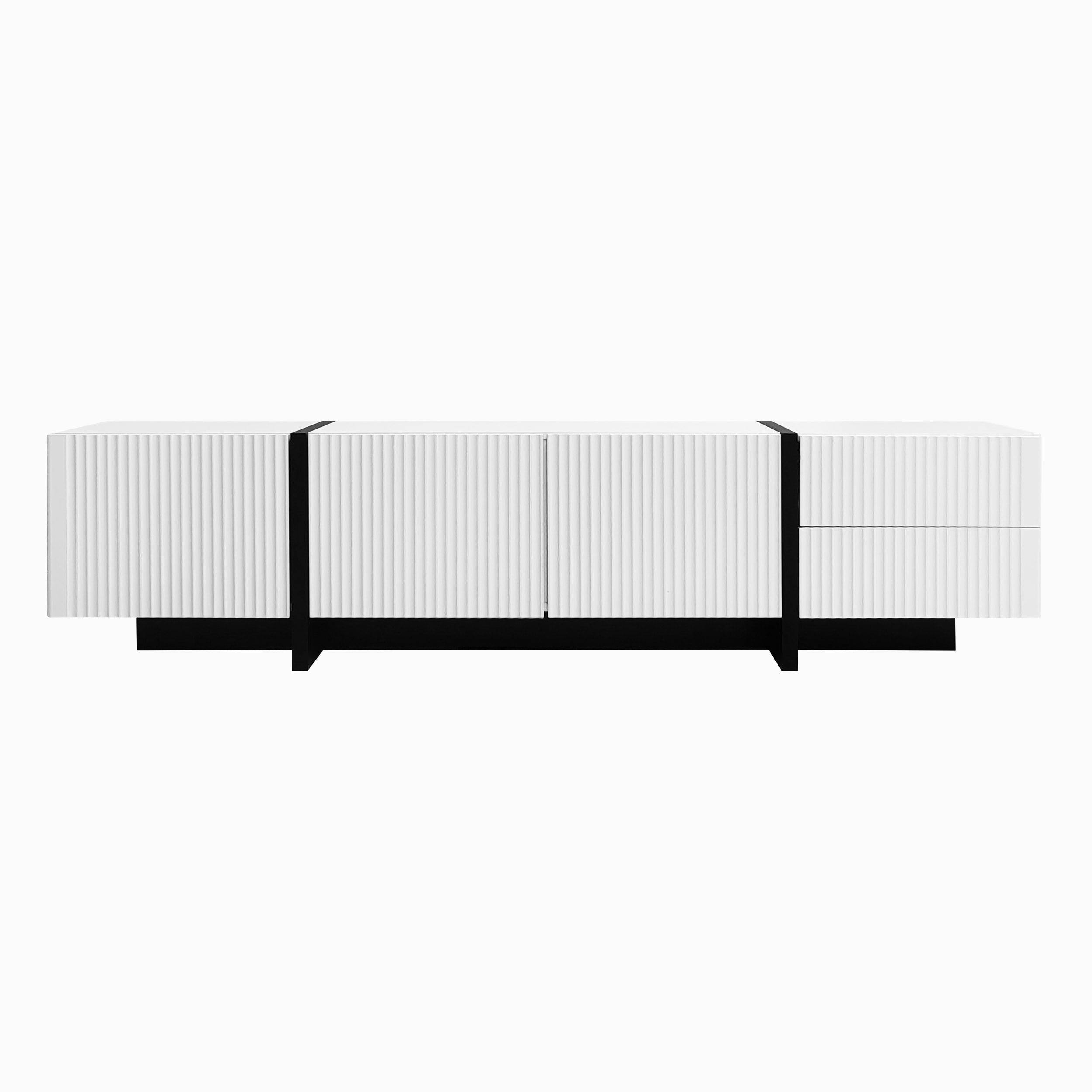 [variant:GA0014S] Modern TV Stand with 3 Doors and 2 Drawers – Black and White image 20